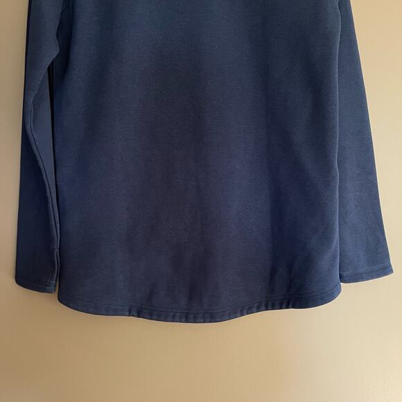 ATHLETA Cozy Karma Asym Pullover Blue Sz Small Long Sleeve Mock Neck Sweatshirt - Picture 12 of 14